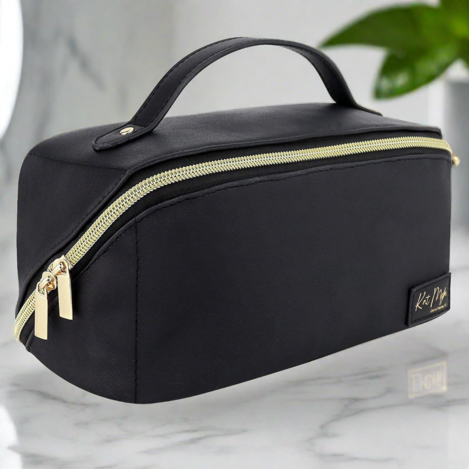 black travel makeup bag KAT MYHR Large Capacity Travel Cosmetic Bag