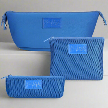 Kat Myhr Neoprene Toiletry Bag Set- Royal Blue